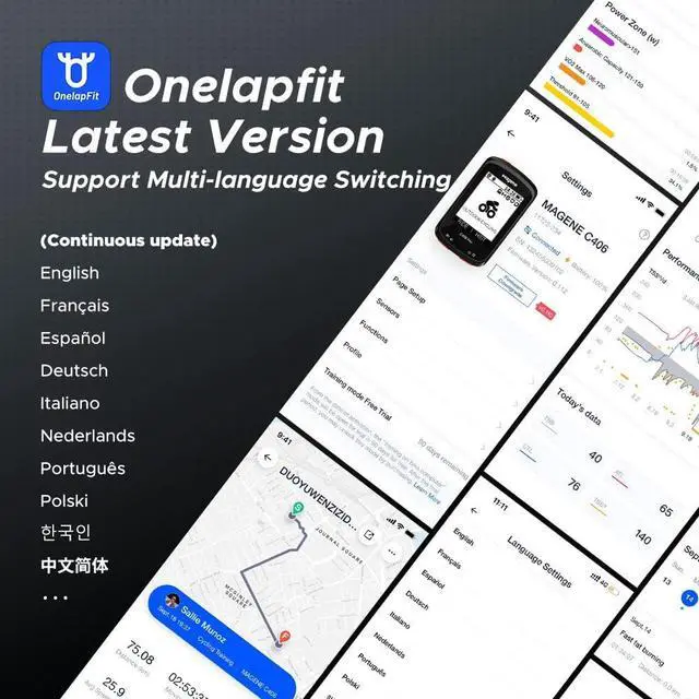 Alt view image 2 of 7 - C406 Bike Computer with Holder, Waterproof GPS Cycling Computer, Wireless Smart Road Bicycle Monitor, 2.5 Inch LCD Screen