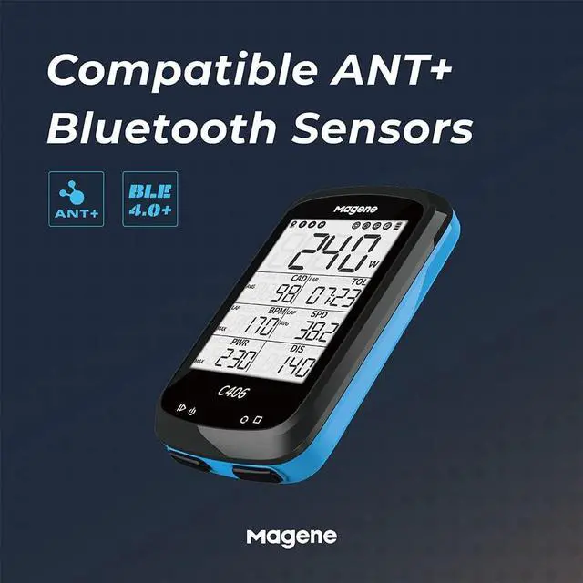 Alt view image 5 of 7 - C406 Bike Computer with Holder, Waterproof GPS Cycling Computer, Wireless Smart Road Bicycle Monitor, 2.5 Inch LCD Screen