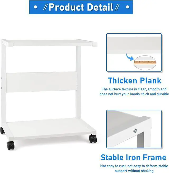 Alt view image 5 of 6 - Computer Tower Stand, PC Stand 2-Tier CPU Stand with Lockable Wheels Under Desk Fits Most PC (White)