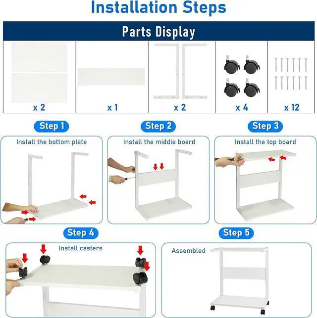 Alt view image 6 of 6 - Computer Tower Stand, PC Stand 2-Tier CPU Stand with Lockable Wheels Under Desk Fits Most PC (White)