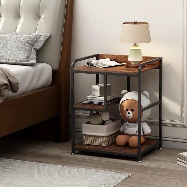 Alt view image 6 of 7 - 22 x 18 Inch Large Printer Stand, Mobile Printer Table with Wheels for Home Office Storage and Organization, PC Tower Stand, Host Computer Cart, Shelf for Desktop CPU Shredder - Rustic Brown