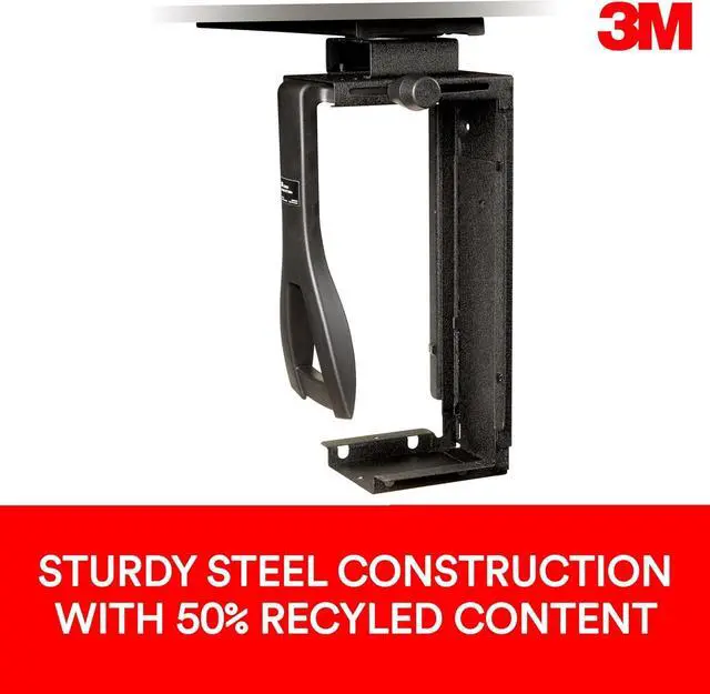 Alt view image 5 of 7 - Under-Desk Computer Tower CPU Holder, Width Adjust from 3.5" to 9.3", Height Adjust from 12.5" to 22.5" to Fit Most CPU's up to 50 lbs, 360 Swivel, Steel Construction, 17" Track, Black, (CS200MB)