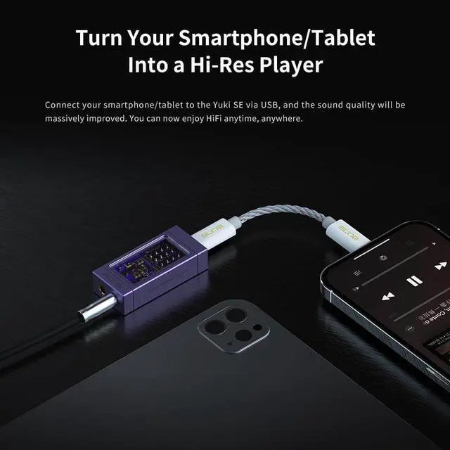 Alt view image 3 of 6 - Portable DAC with Headphone Amp, Completely Separate DAC and AMP Structure, 32bit/768k DSD512 USB Dongle with 3.5mm/ Balanced 4.4mm High Resolution Lossless for Smartphone/PC/Laptops