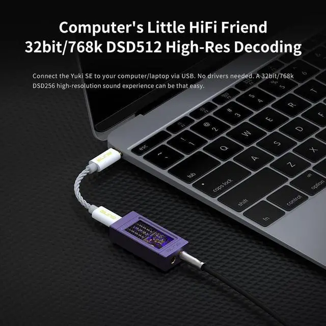 Alt view image 4 of 6 - Portable DAC with Headphone Amp, Completely Separate DAC and AMP Structure, 32bit/768k DSD512 USB Dongle with 3.5mm/ Balanced 4.4mm High Resolution Lossless for Smartphone/PC/Laptops