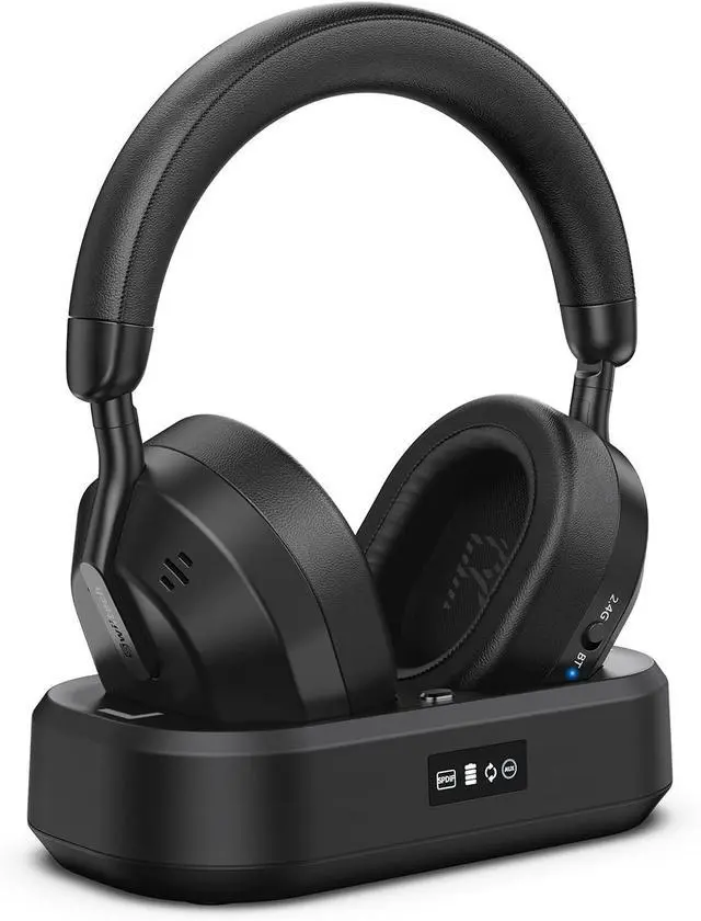 Main image of Wireless Headphones for TV Watching, TV Headphones with LED Display Transmitter Charging Base, No Lip-Sync, Easy Setup & Comfortable Fit for Seniors