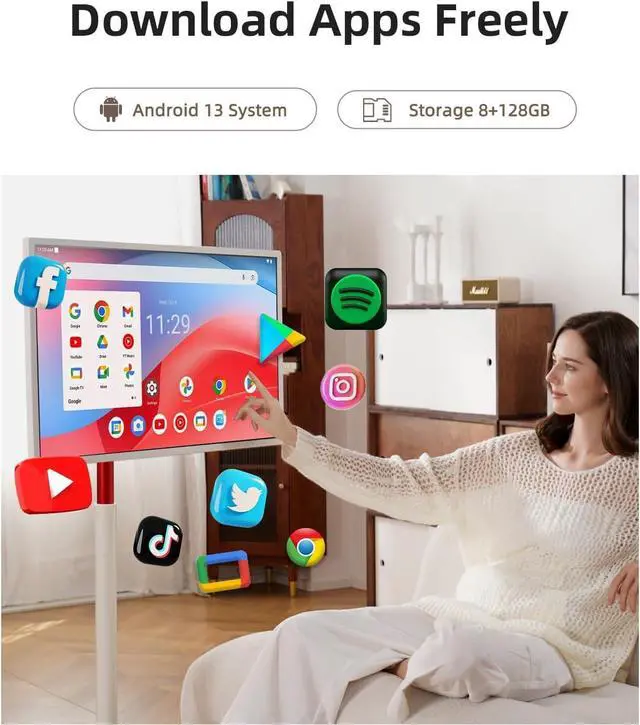 Alt view image 4 of 7 - 4K Touch Screen Portable Monitor Standbyme|Google EDLA-Certified Android 13|8G RAM+128G Storage Octa-core CPU|Dual 6W Speakers|9500mAh Battery|WiFi 6 Remote Mouse Control for All Apps