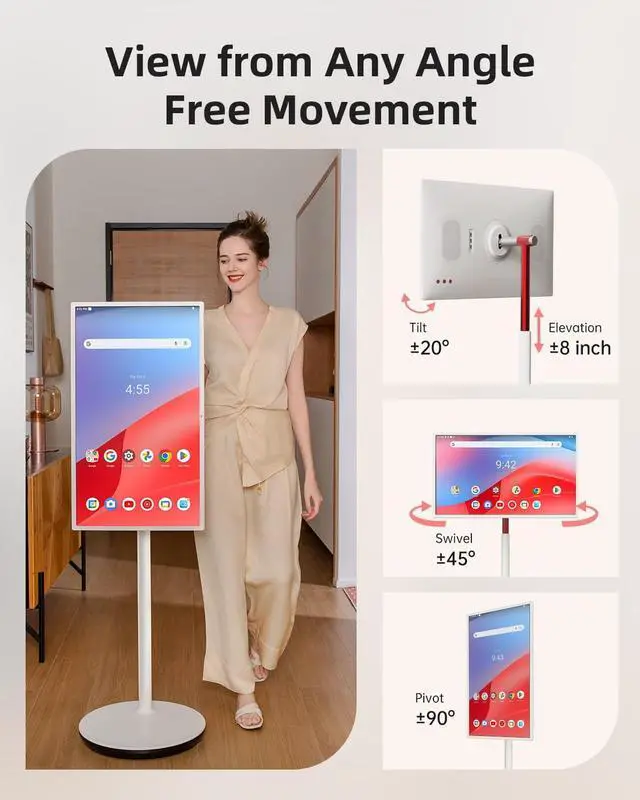 Alt view image 6 of 7 - 4K Touch Screen Portable Monitor Standbyme|Google EDLA-Certified Android 13|8G RAM+128G Storage Octa-core CPU|Dual 6W Speakers|9500mAh Battery|WiFi 6 Remote Mouse Control for All Apps