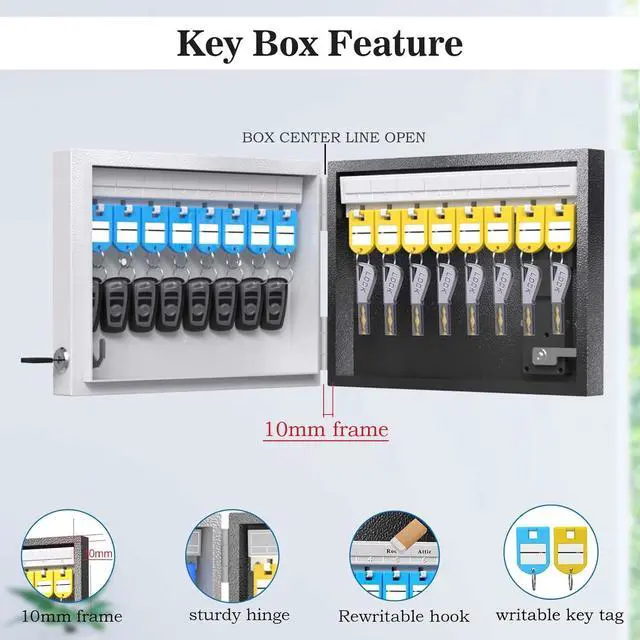 Alt view image 7 of 7 - 16 Key Lock Box Wall Mount, Smart Key Cabinet, use One Time Password,Fixed Code, Bluetooth, Wi-Fi Remote, Key Unlock, Security Lockbox Organizer for Valets, Hotel, Car, Office Key Management & Storage