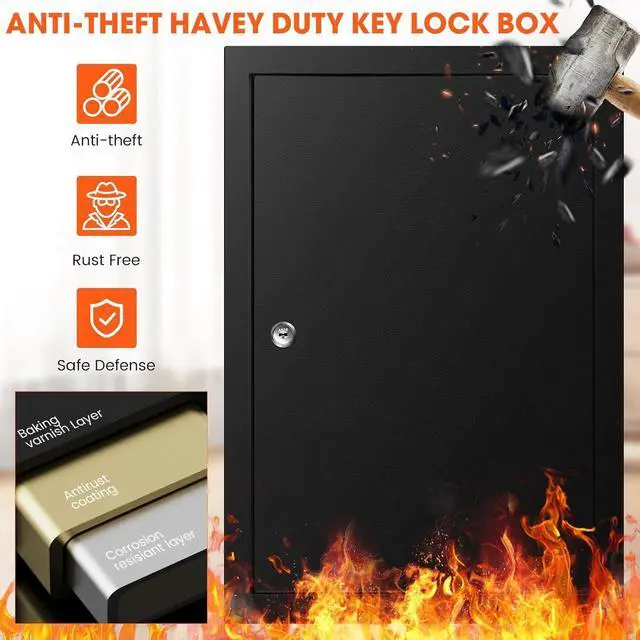 Alt view image 3 of 7 - 150 Keys Cabinet Organizer Wall Mount, Heavy Duty Key Lock Box with Key Hooks & 150 Tags Key Labels, Security Lockbox for Valets, Hotels, Car, Office Key Management & Storage