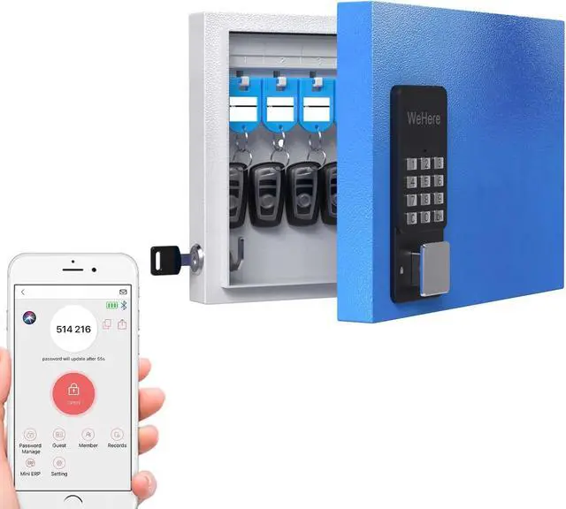 Main image of 16 Key Lock Box Wall Mount, APP Bluetooth/OTP/Wi-Fi/Fixed Code/Key Unlock, Smart Key Cabinet with Key Tag, Key Organizer Holder Box, Key Management Directory for Office, Valet, Realtor, Hotel