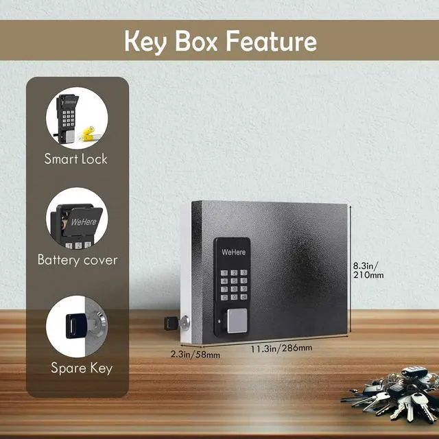 Alt view image 2 of 7 - 16 Key Lock Box Wall Mount, Smart Key Cabinet, use One Time Password,Fixed Code, Bluetooth, Wi-Fi Remote, Key Unlock, Security Lockbox Organizer for Valets, Hotel, Car, Office Key Management & Storage