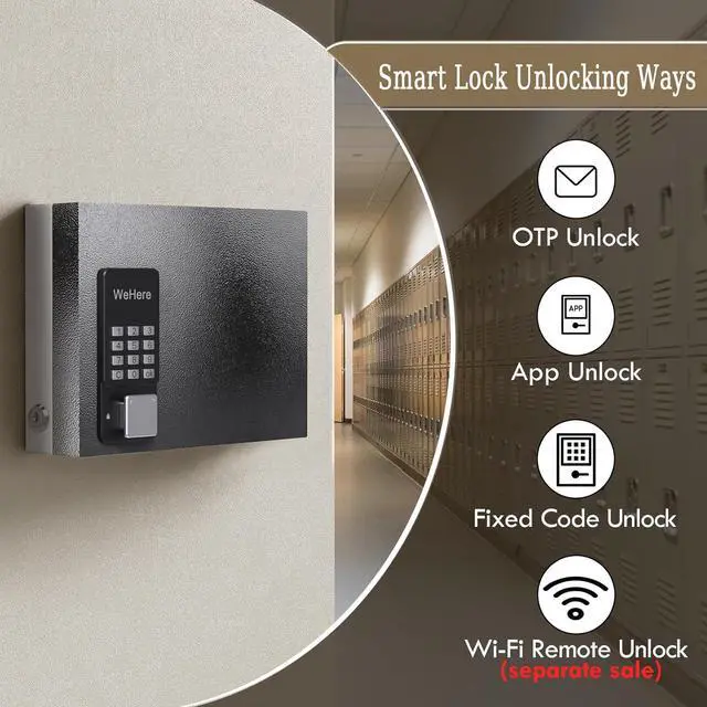Alt view image 3 of 7 - 16 Key Lock Box Wall Mount, Smart Key Cabinet, use One Time Password,Fixed Code, Bluetooth, Wi-Fi Remote, Key Unlock, Security Lockbox Organizer for Valets, Hotel, Car, Office Key Management & Storage