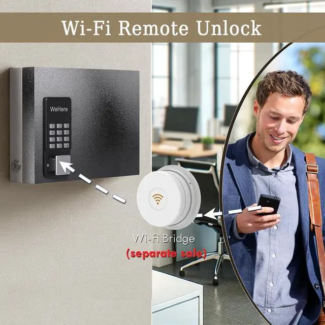 Alt view image 4 of 7 - 16 Key Lock Box Wall Mount, Smart Key Cabinet, use One Time Password,Fixed Code, Bluetooth, Wi-Fi Remote, Key Unlock, Security Lockbox Organizer for Valets, Hotel, Car, Office Key Management & Storage