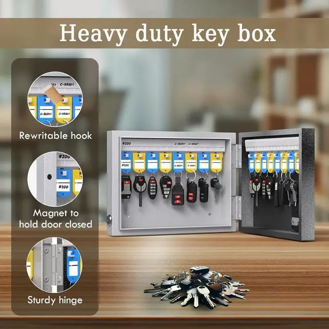 Alt view image 5 of 7 - 16 Key Lock Box Wall Mount, Smart Key Cabinet, use One Time Password,Fixed Code, Bluetooth, Wi-Fi Remote, Key Unlock, Security Lockbox Organizer for Valets, Hotel, Car, Office Key Management & Storage