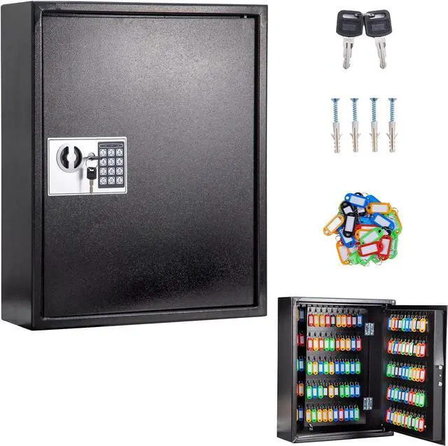 Main image of Key Box Wall Mount 200 Position Valet Digital Key Cabinet Lock Box with Code, Electronic Key Holder Lockbox with Key Tags, Key Organizer Locker Box, Black