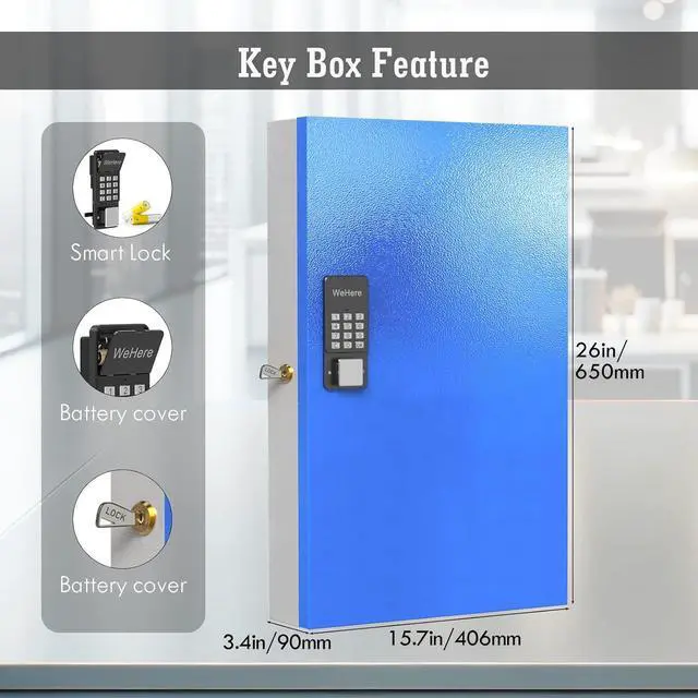 Alt view image 2 of 6 - 96 Key Lock Box(Plus) Wall Mount, APP Bluetooth/One Time Password/Wi-Fi Remote/Fixed Code/Key Unlock, Smart Key Cabinet, Key Organizer box for Car Dealert, Hotel, Office, Real Estate Key Manage