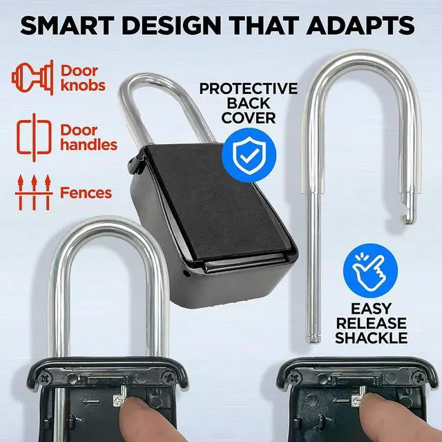 Alt view image 4 of 7 - Lion Locks 12-Pack Alpha Key Lock Box with Code, 12 Pack - Outdoor Realtor Lock Box, Property Management, Short Term Rental Key Safe Lock Box, Holds 5 Keys, Black