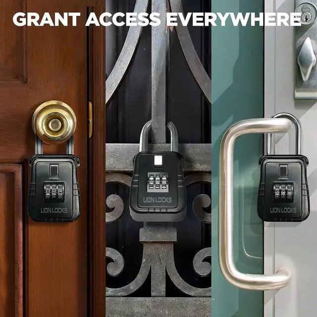 Alt view image 5 of 7 - Lion Locks 12-Pack Alpha Key Lock Box with Code, 12 Pack - Outdoor Realtor Lock Box, Property Management, Short Term Rental Key Safe Lock Box, Holds 5 Keys, Black