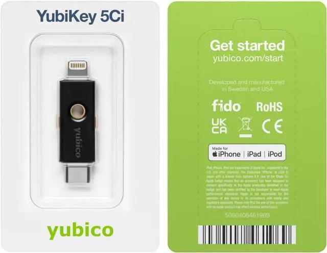 Alt view image 6 of 7 - 5Ci - Two-Factor authentication Security Key for Android/PC/iPhone, Dual connectors for Lighting/USB-C - FIDO Certified