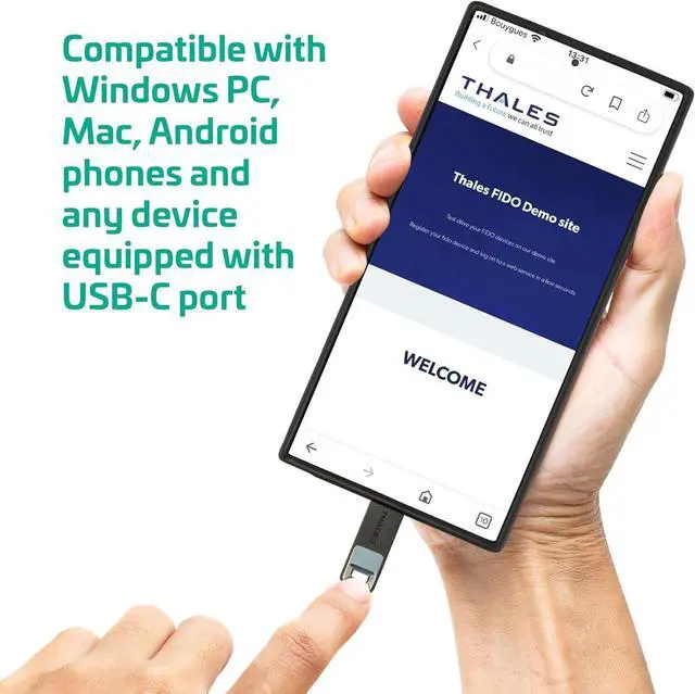 Alt view image 7 of 7 - SafeNet eToken Fusion - Phishing-Resistant FIDO2 Certified Security Key for Digital certificates or FIDO2 authentication to Web apps and desktops - USB-C