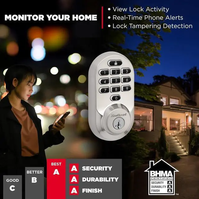 Alt view image 5 of 7 - Halo Wi-Fi Smart Lock, Keyless Entry Door Deadbolt, Geofence Auto-Unlock, Grade AAA Certified, No Hub Easy Install, Satin Nickel Lifetime Finish Warranty, Backlit Keypad
