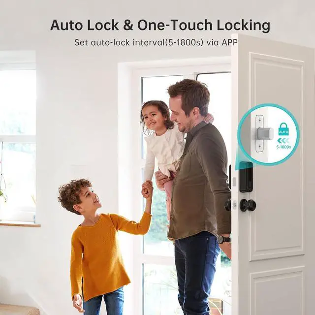 Alt view image 6 of 7 - WiFi Smart Door Lock Set: Hornbill Keyless Entry Door Lock Deadbolt with Handle Set Fingerprint Front Door Lock with 2 Knobs Alexa Bluetooth Remote Code Auto Lock for Home Hotel Security Black