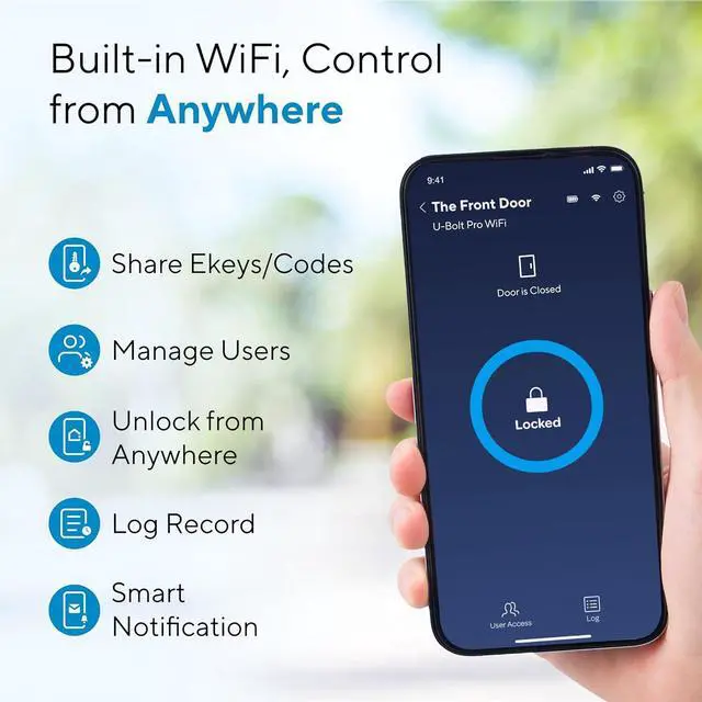 Alt view image 2 of 7 - U-Bolt Pro WiFi Smart Lock with Door Sensor, 8-in-1 Keyless Entry Door Lock with Built-in WiFi,Fingerprint ID,App Remote Control,Auto Unlock,Door Status Alert,WiFi Deadbolt Door Lock