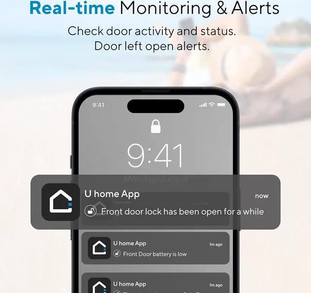 Alt view image 5 of 7 - U-Bolt Pro WiFi Smart Lock with Door Sensor, 8-in-1 Keyless Entry Door Lock with Built-in WiFi,Fingerprint ID,App Remote Control,Auto Unlock,Door Status Alert,WiFi Deadbolt Door Lock