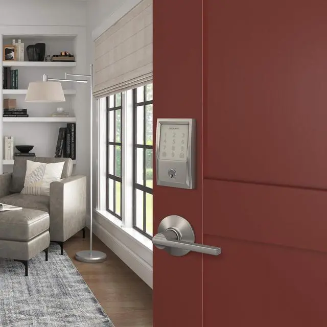 Alt view image 6 of 7 - Encode Smart Wi-Fi Deadbolt with Century Trim in Satin Nickel