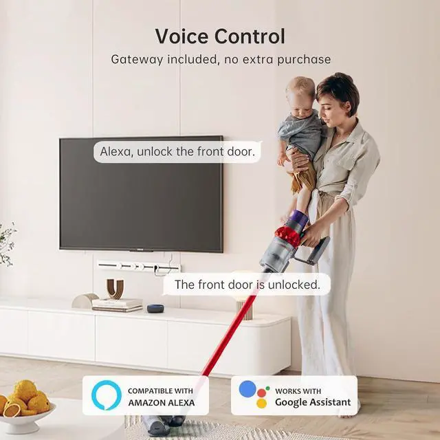 Alt view image 7 of 7 - WiFi Smart Door Lock Set: Hornbill Keyless Entry Door Lock Deadbolt with Handle Set Fingerprint Front Door Lock with 2 Knobs Alexa Bluetooth Remote Code Auto Lock for Home Hotel Security Black