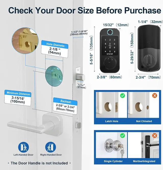 Alt view image 5 of 7 - Smart Locks WiFi Deadbolt: SMONET Fingerprint Front Door Lock Keyless Entry with Keypad Electronic Digital Deadbolt Alexa Gateway Remote Control, Bluetooth APP KeyFob Code Auto-Lock for Home, Black
