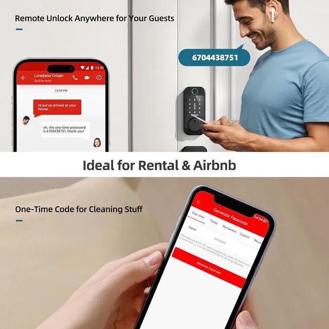 Alt view image 7 of 7 - Smart Locks WiFi Deadbolt: SMONET Fingerprint Front Door Lock Keyless Entry with Keypad Electronic Digital Deadbolt Alexa Gateway Remote Control, Bluetooth APP KeyFob Code Auto-Lock for Home, Black