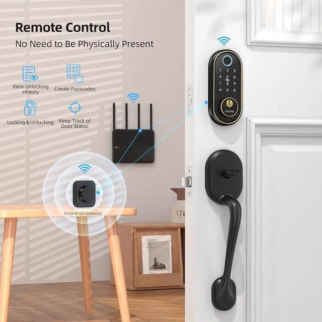 Alt view image 7 of 7 - Smart Keyless Entry Door Lock - Fingerprint Electronic Deadbolt Touchscreen Keypad SMONET Biometric Digital Bluetooth Door Lock Smart Deadbolt Work with Alexa for Homes and Hotel