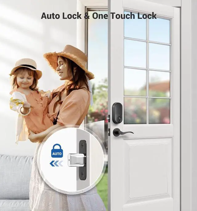 Alt view image 3 of 6 - Smart Lock, Fingerprint Door Lock, 7-in-1 Keyless Entry Door Lock with App Control, Electronic Touchscreen Keypad, Smart Deadbolt, Biometric Smart Locks for Front Door, Matte Black