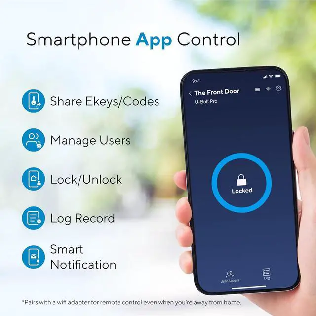 Alt view image 4 of 7 - Smart Lock U-Bolt Pro, 7-in-1 Fingerprint Keyless Entry Door Lock with App Control, Anti-peep Keypad, Auto Unlock, Auto Lock, IP65 Waterproof