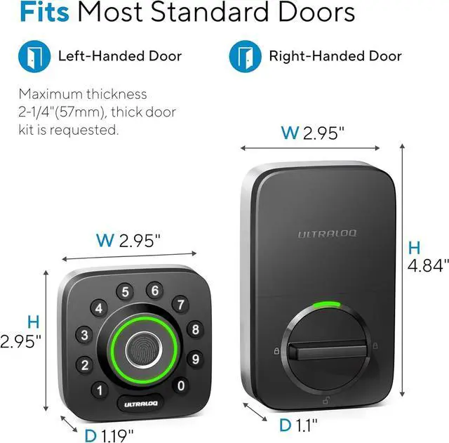 Alt view image 6 of 7 - Smart Lock U-Bolt Pro, 7-in-1 Fingerprint Keyless Entry Door Lock with App Control, Anti-peep Keypad, Auto Unlock, Auto Lock, IP65 Waterproof