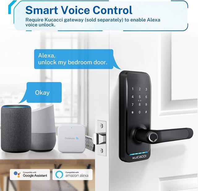 Alt view image 5 of 7 - Smart Door Lock with Handle: Keyless Entry Door Lock - Fingerprint Keypad Door Lock - Digital Door Lock - WiFi Smart Lock for Front Door - IP66 Weatherproof - Easy Installation(Black)