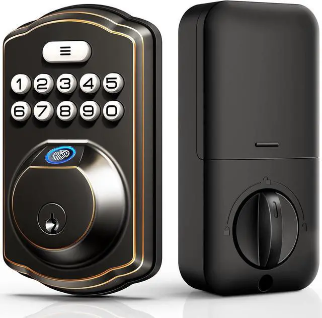 Main image of Fingerprint Door Lock, Keyless Entry Door Lock, Electronic Keypad Deadbolt, Biometric Smart Locks for Front Door, Auto Lock, Anti-Peeking Password, Easy Install, Oil Rubbed Bronze