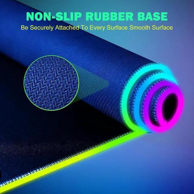 Alt view image 4 of 7 - RGB Gaming Mouse Pad with Simultaneous Charging for Phone & iWatch, LED Mouse Mat 800x300x4MM, 14 Light Modes, Non-Slip Rubber Base, Computer Keyboard Mat for Gaming, 20W PD Adapter Included