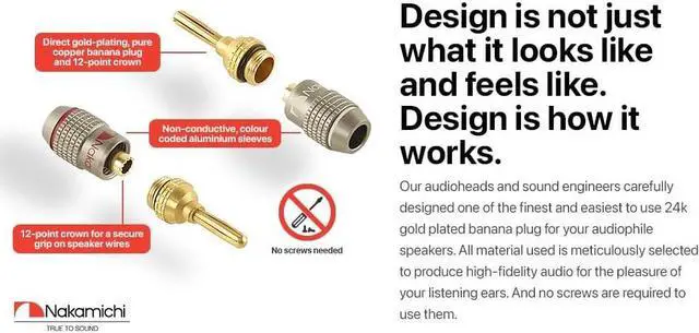 Alt view image 5 of 7 - FanLock Excel Series 24k Gold Plated Banana Plug 10 AWG - 18 AWG Gauge Size 4mm for Speakers Amplifier Hi-Fi Stereo Home Theatre Radio Audio Wire Cable Quick Connector, 24 Pcs (12-Pairs)