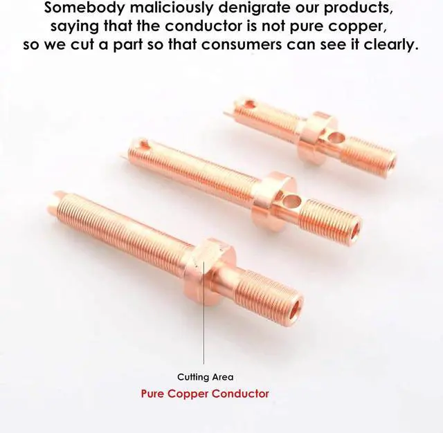 Alt view image 6 of 6 - BP614 4X Hi-end Speaker Binding Post Pure Copper Hifi Speaker Banana Socket Terminals Screw Lock Audiophile Banana Plug Jack Connectors, Carbon Fiber Body, Color Coded, for Thick Baffle Speaker