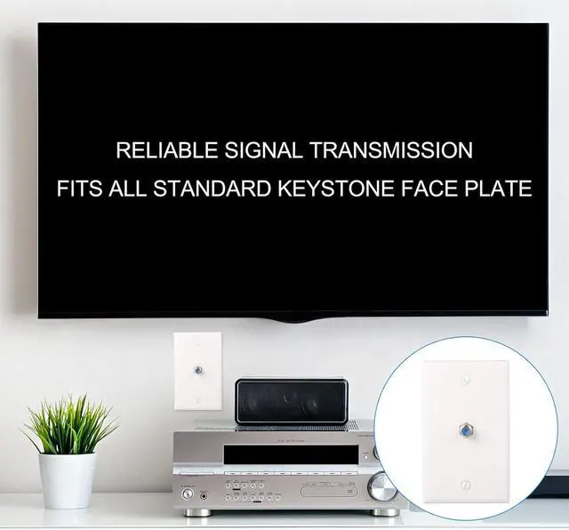 Alt view image 5 of 7 - F-Type RG6 Trapezoidal Jack Insert Socket with Blue Inner Core, Trapezoidal Jack Socket Gender Changer, Screw-Type Audio Speaker Trapezoid for Wall Plate Female to Female (Silver,100 Pcs)
