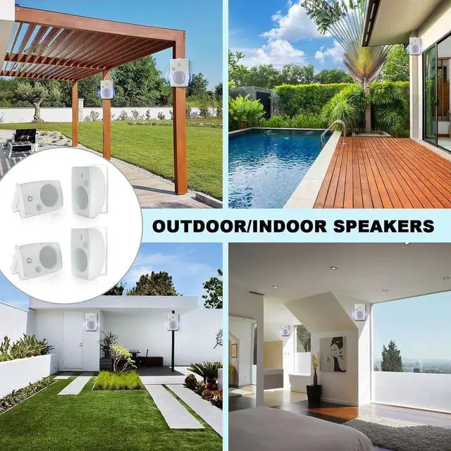 Alt view image 3 of 7 - 6.5 Inch 800W Outdoor Bluetooth Speakers Wired Waterproof with Multifunctional Amplifier, Wall Mount Speakers for Patio Home Poolside Deck Backyard(4 Speakers,White)