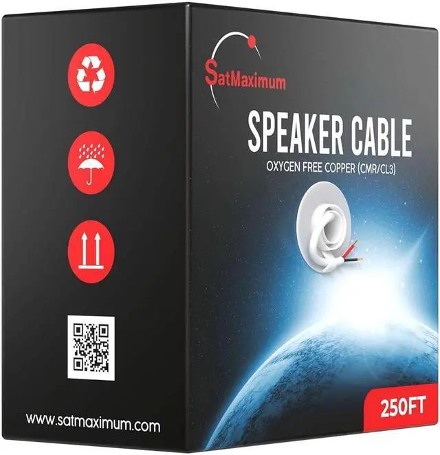 Main image of Online 14/2 250FT Speaker Cable Oxygen Free Copper, CL3 CMR in-Wall Rated, White Jacket, OFC Strands Compatible with Low Voltage LED Wire, Car Audio, Home Theater