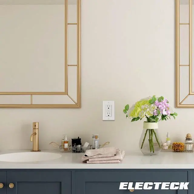 Alt view image 7 of 7 - 10 Pack GFCI Outlets 15 Amp, Tamper Resistant (TR), Ultra Slim GFI Receptacles with LED Indicator, Ground Fault Circuit Interrupter, Decor Wallplate Included, ETL Listed, White