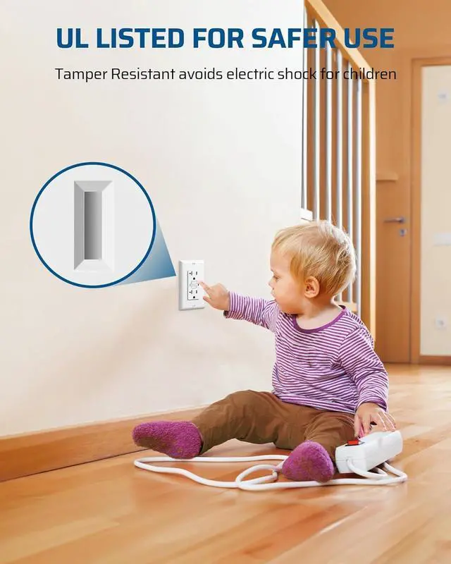 Alt view image 5 of 7 - DEWENWILS 10-Pack GFCI Outlet 20Amp, Outdoor Weather-Resistant(WR), Tamper-Resistant(TR), UL Listed, Gfi Self-Test, LED Indicator, Wallplate Included with Thinner Design, White