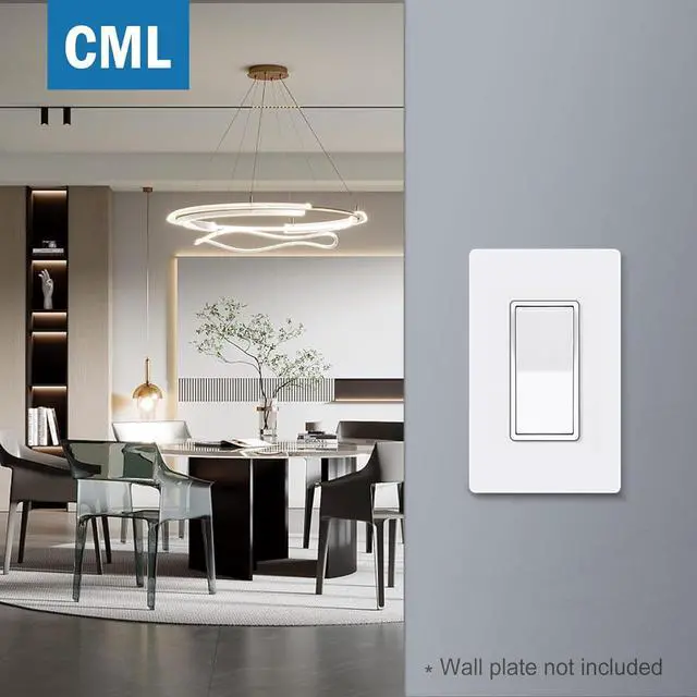 Alt view image 6 of 7 - 3 Way Matte White Decorator Wall Light Switch, Single Pole or Three Way, 15A 120/277V, On/Off Paddle Rocker Interrupter, UL Listed, 50 Pack