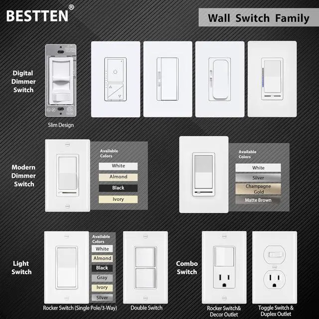 Alt view image 7 of 7 - 100 Pack Single Pole Decorator Wall Light Switch with Wall Plate, 15A 120/277V, On/Off Rocker Paddle Interrupter for LED and Other Lamps, UL Listed, White