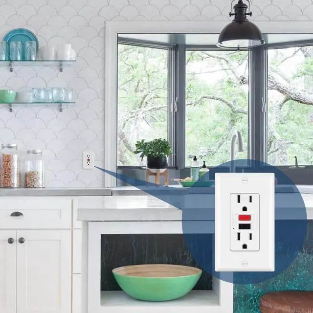 Alt view image 6 of 6 - (10 Pack) UNIELE Non-Tamper Resistant GFCI Receptacle Outlet, 15 Amp Ground Fault Circuit Interrupter, GFI Outlets with LED Indicator, Wallplate Included, ETL Listed