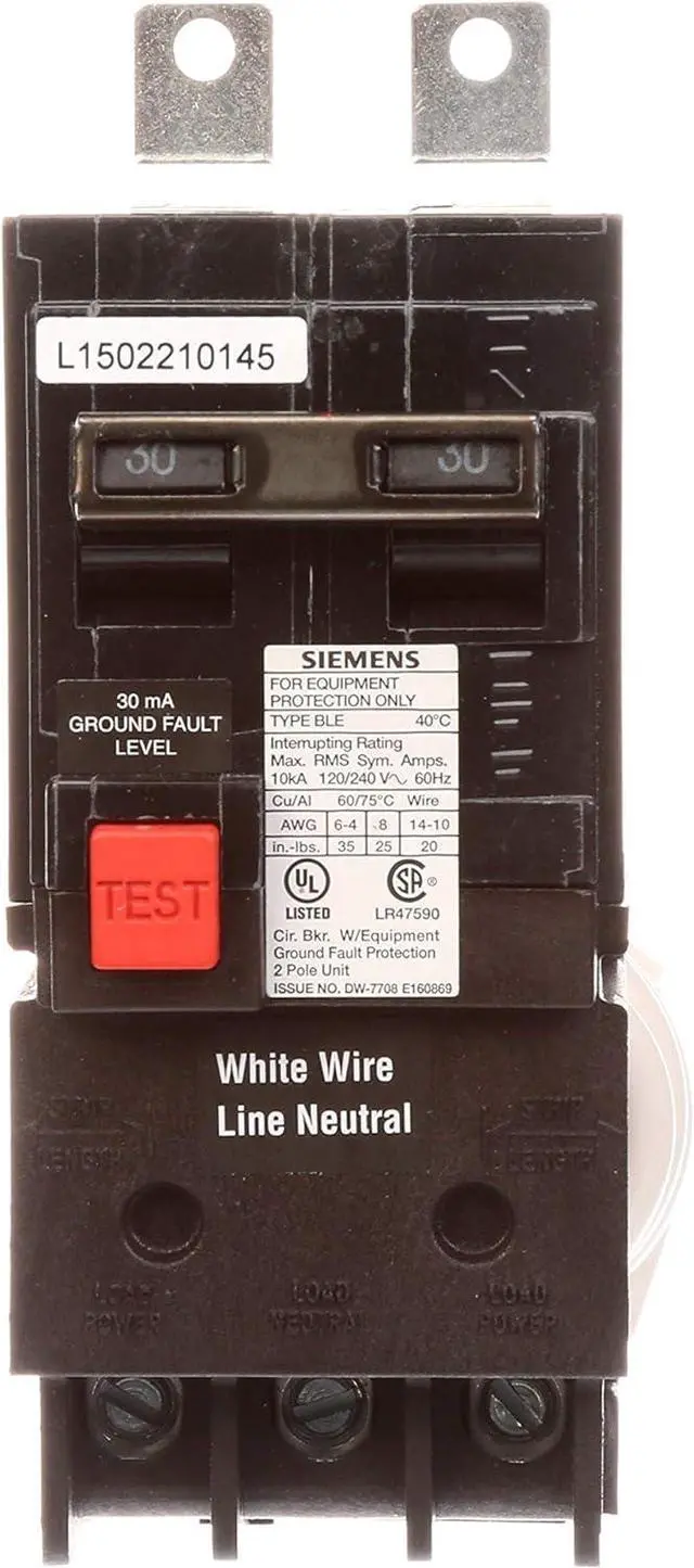 Alt view image 2 of 4 - BE230 30-Amp Double Pole 120/240-Volt 10KAIC Ground Fault Circuit interrupter